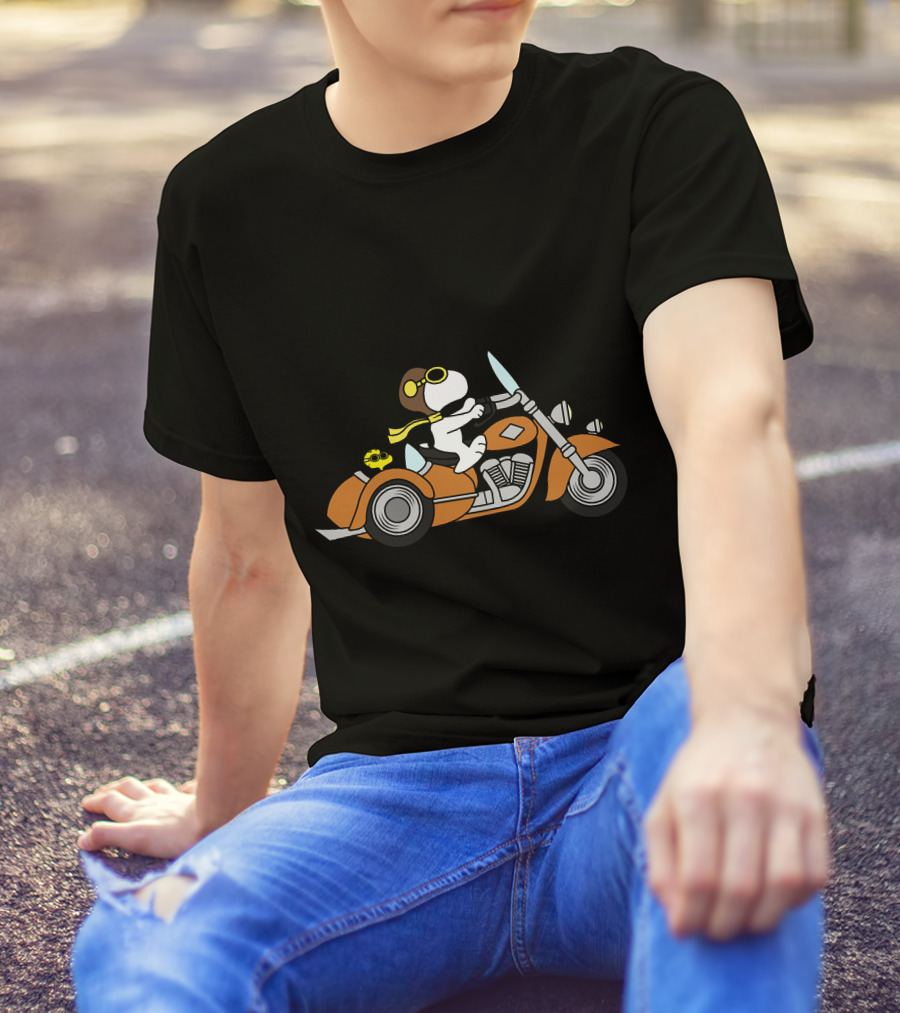 Snoopy Biker Woodstock Motorcycle Adventure T-Shirt