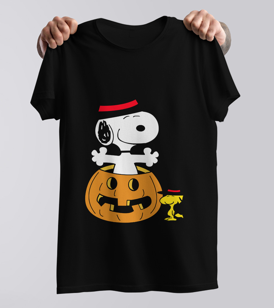 Snoopy Woodstock Halloween Pumpkin Witch Hat T-Shirt