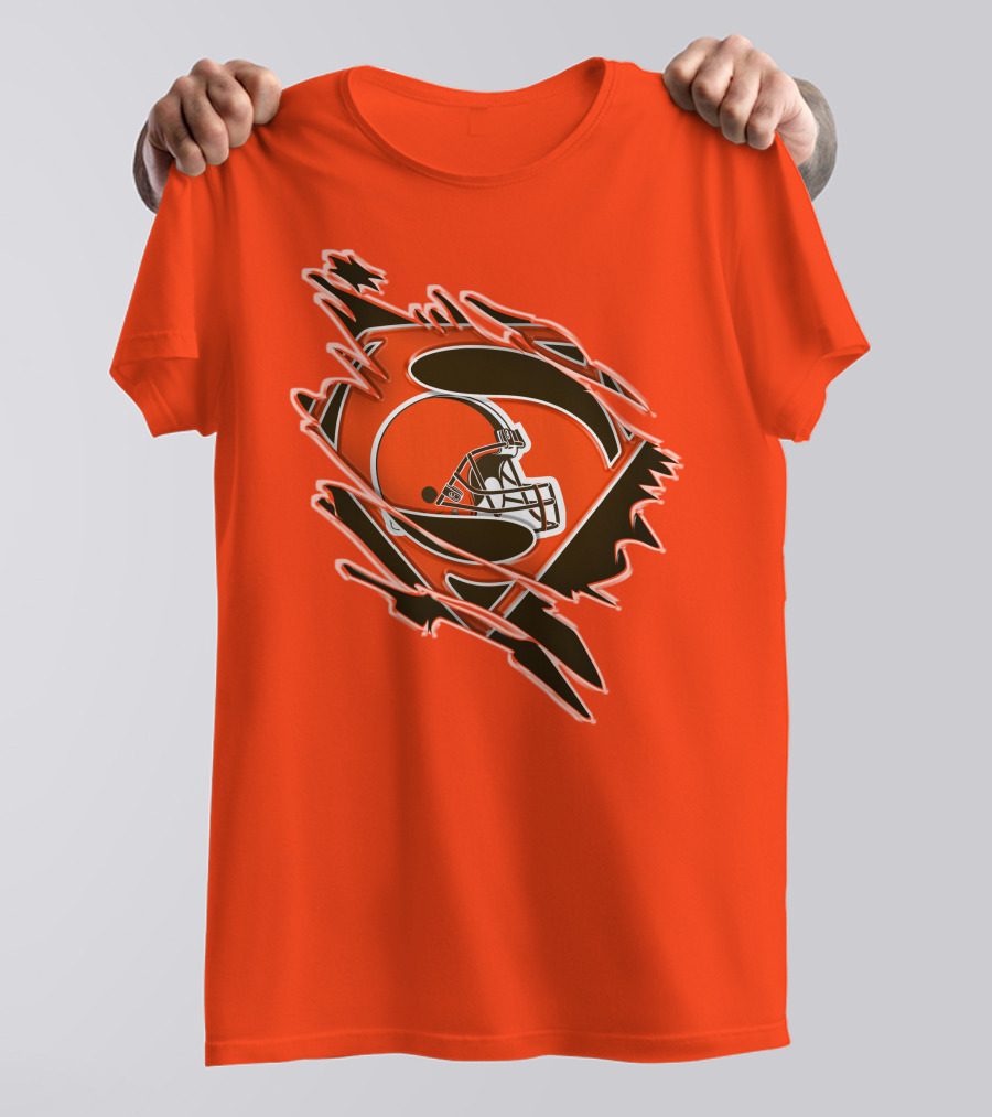 Cleveland Browns Superman Logo Helmet Icon Superhero Fan T-Shirt