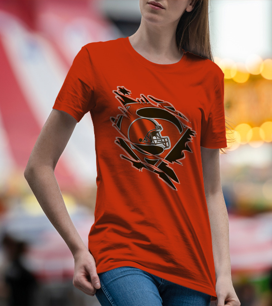 Cleveland Browns Superman Logo Helmet Icon Superhero Fan T-Shirt