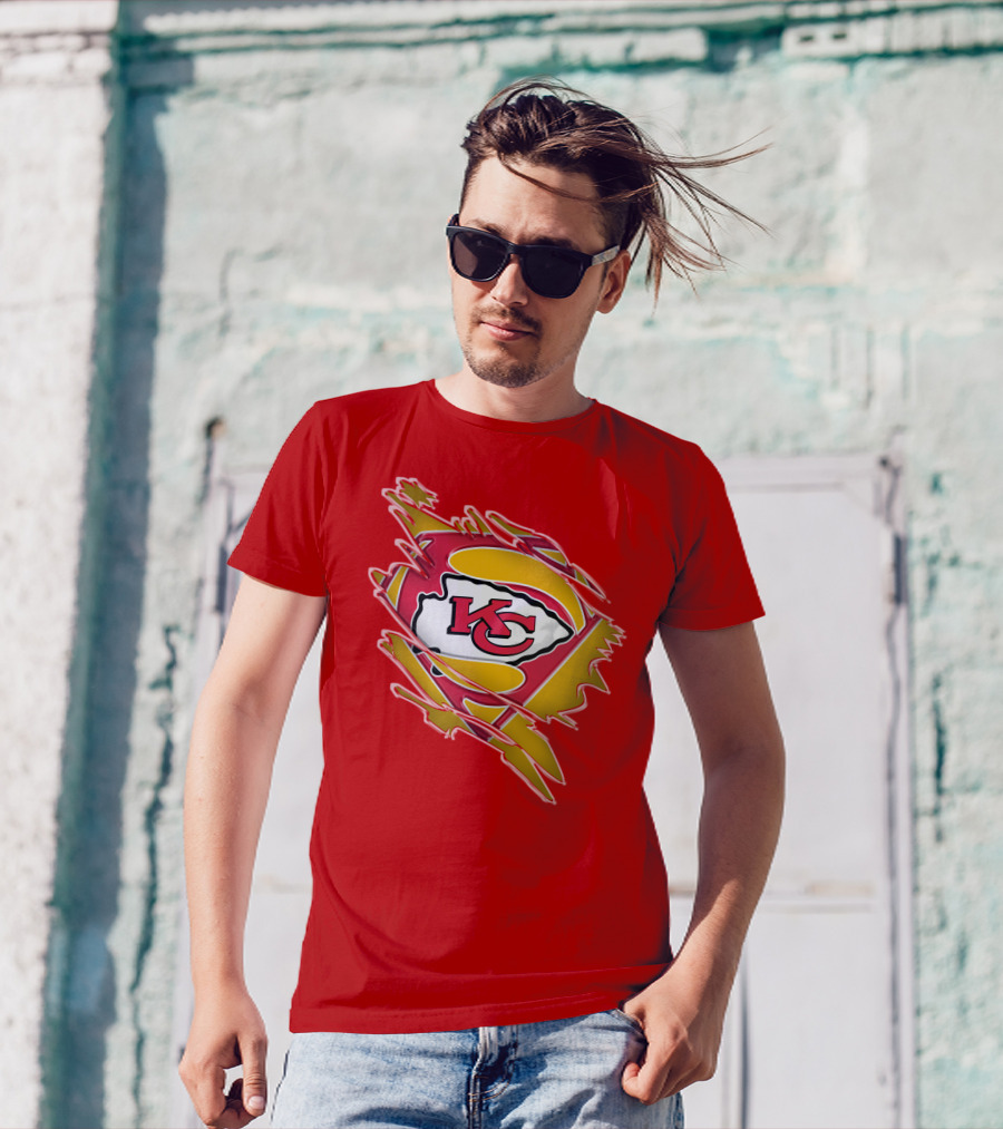 Kansas City Chiefs Super Man Logo Design Red T-Shirt