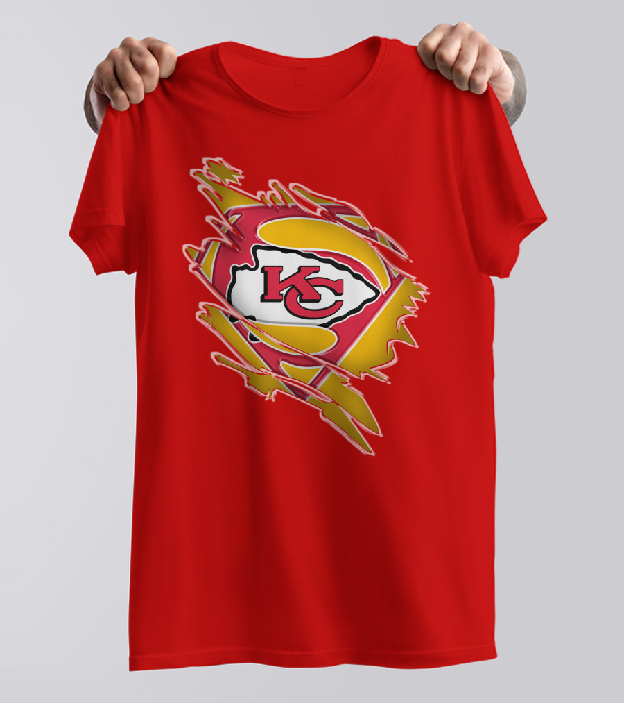 Kansas City Chiefs Super Man Logo Design Red T-Shirt