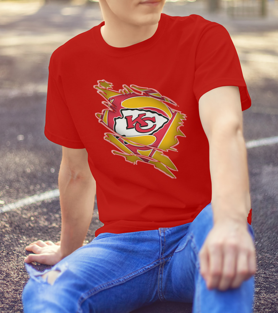 Kansas City Chiefs Super Man Logo Design Red T-Shirt