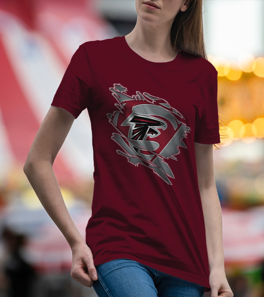 Atlanta Falcons Logo Inside Superman Symbol T-Shirt