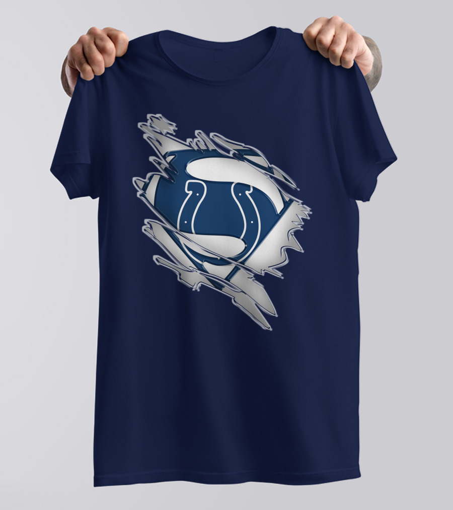Colts Superman Logo Ripped Effect T-Shirt