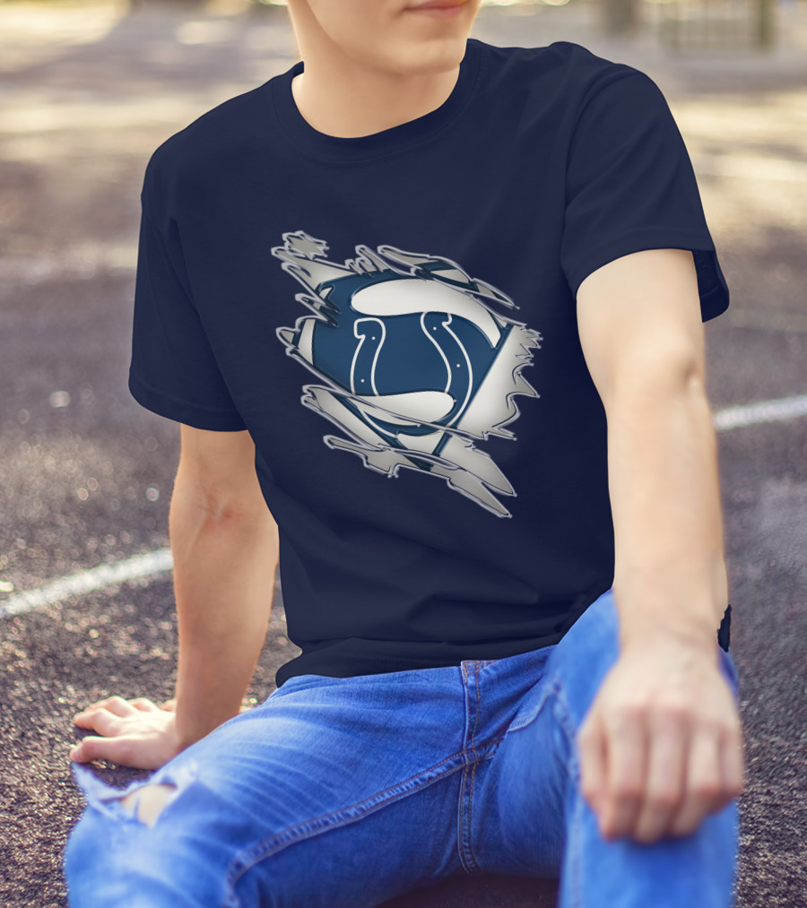 Colts Superman Logo Ripped Effect T-Shirt