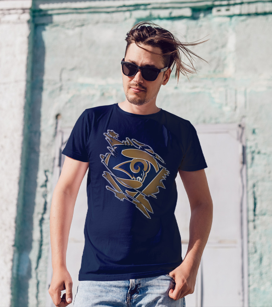 Rams Super Man Logo With Rip Effect T-Shirt