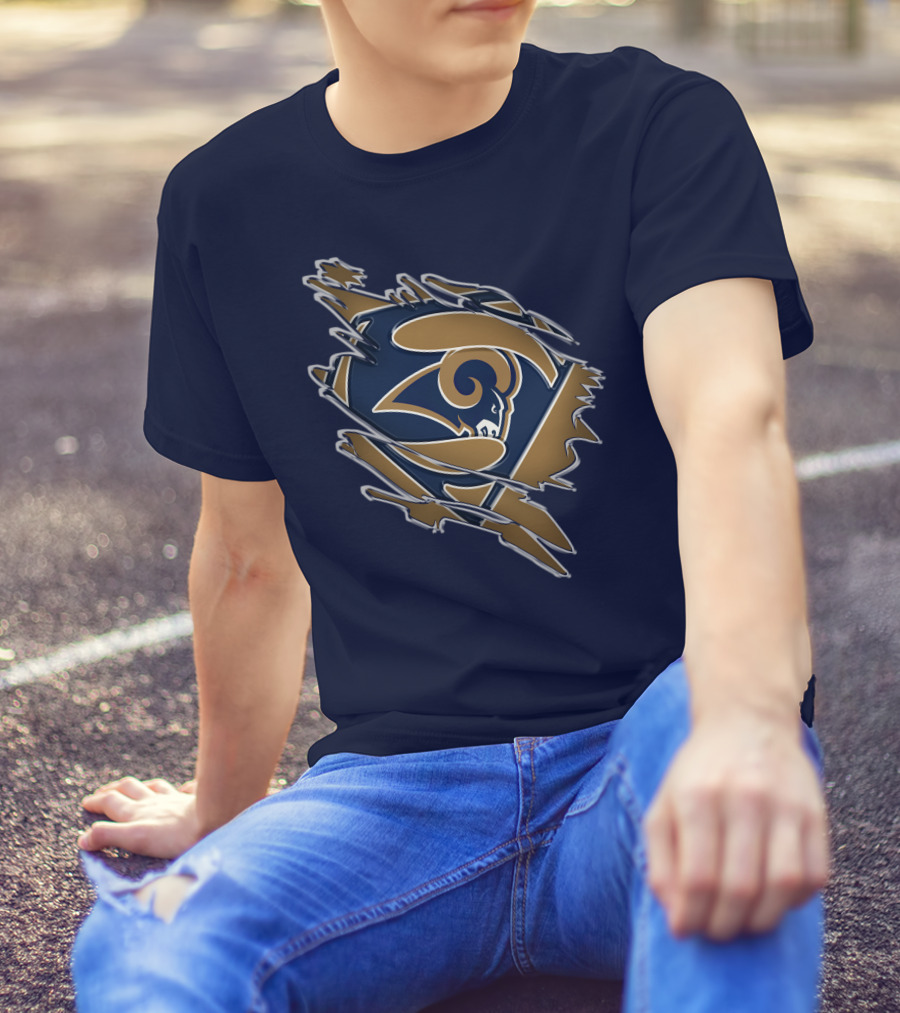 Rams Super Man Logo With Rip Effect T-Shirt