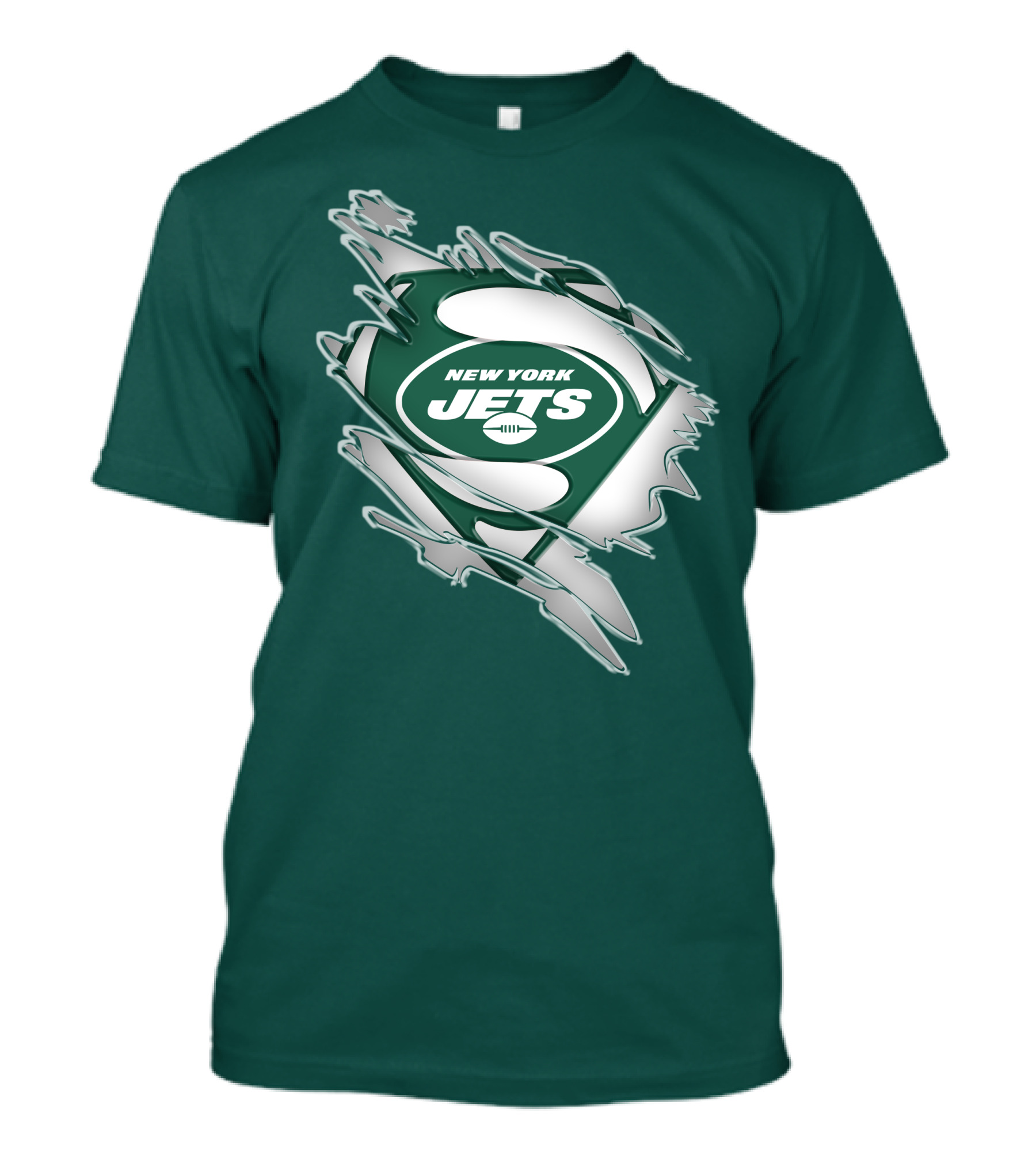 New York Jets Superman Logo Rip Effect T-Shirt