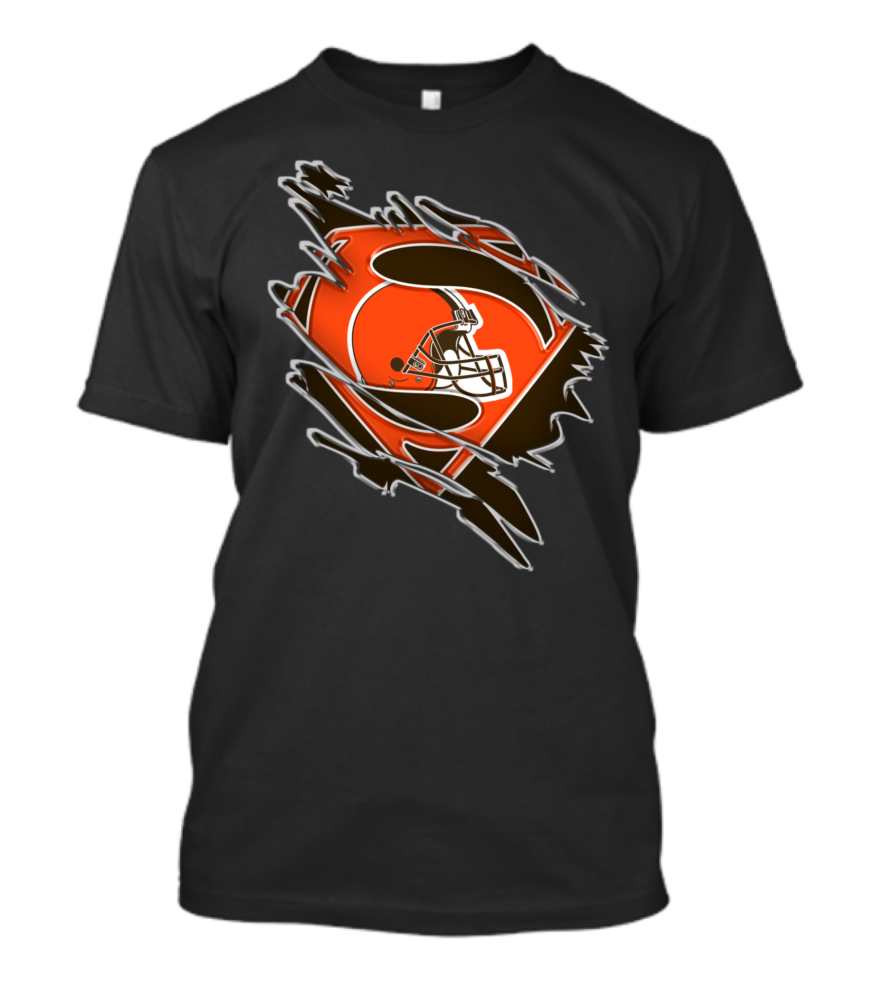 Browns Superman Football Logo Rip T-Shirt