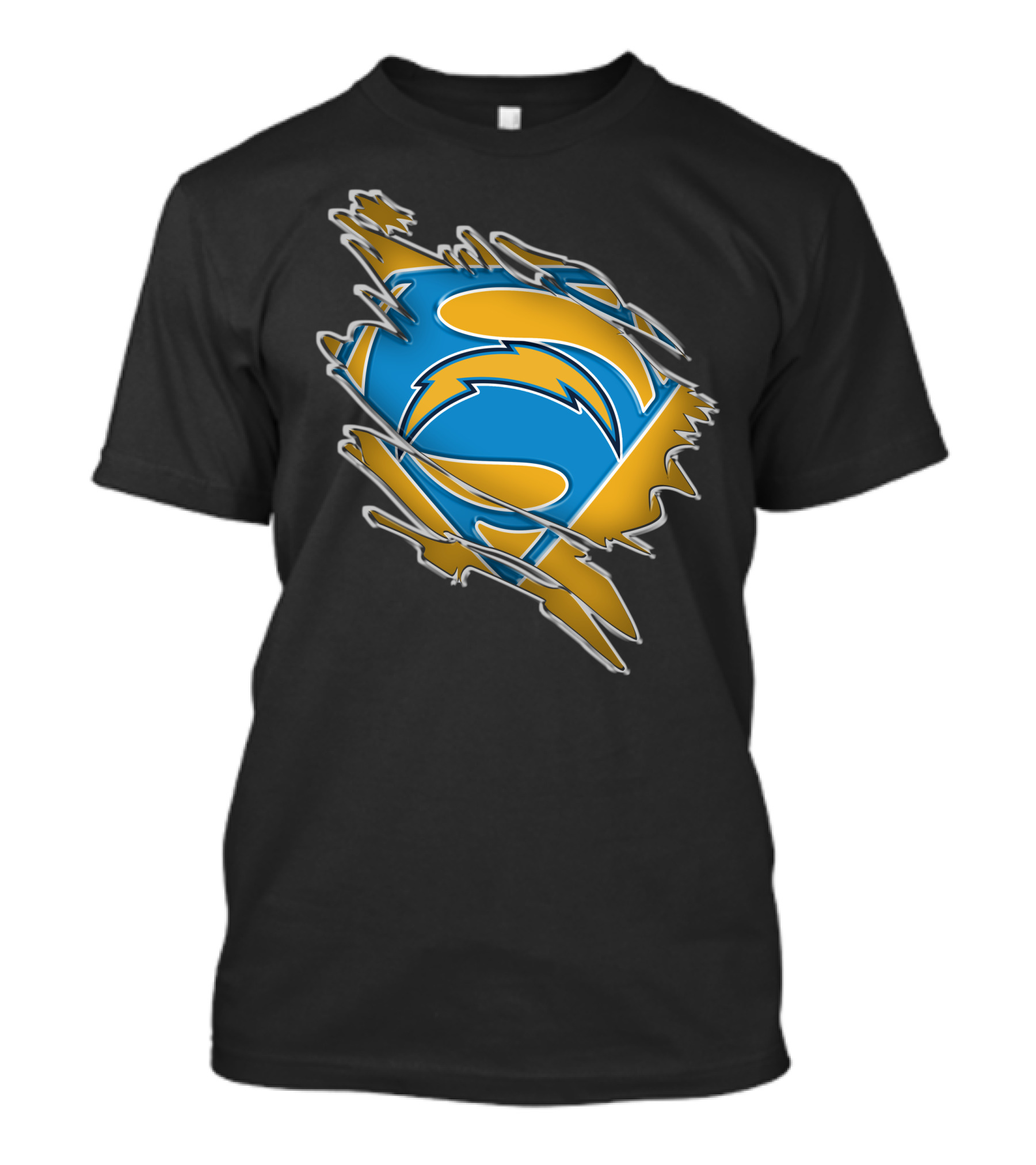 Chargers Superman Logo Blue And Yellow Comic Book T-Shirt