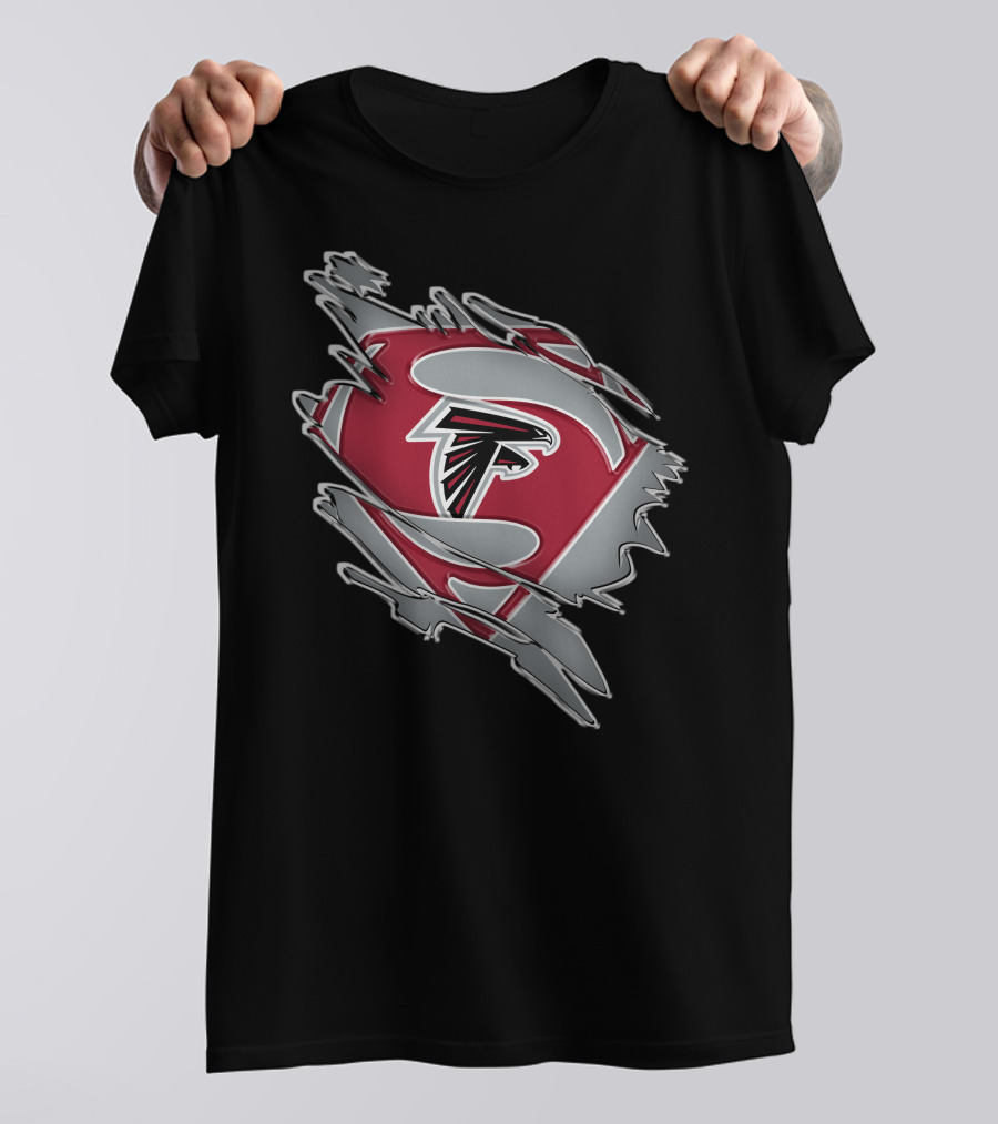 Atlanta Falcons Logo Man Of Steel Super Hero Emblem T-Shirt