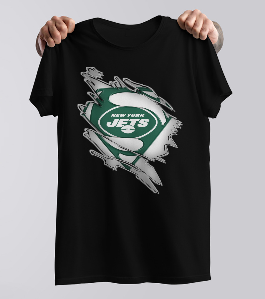 New York Jets Super Man Logo Rip T-Shirt