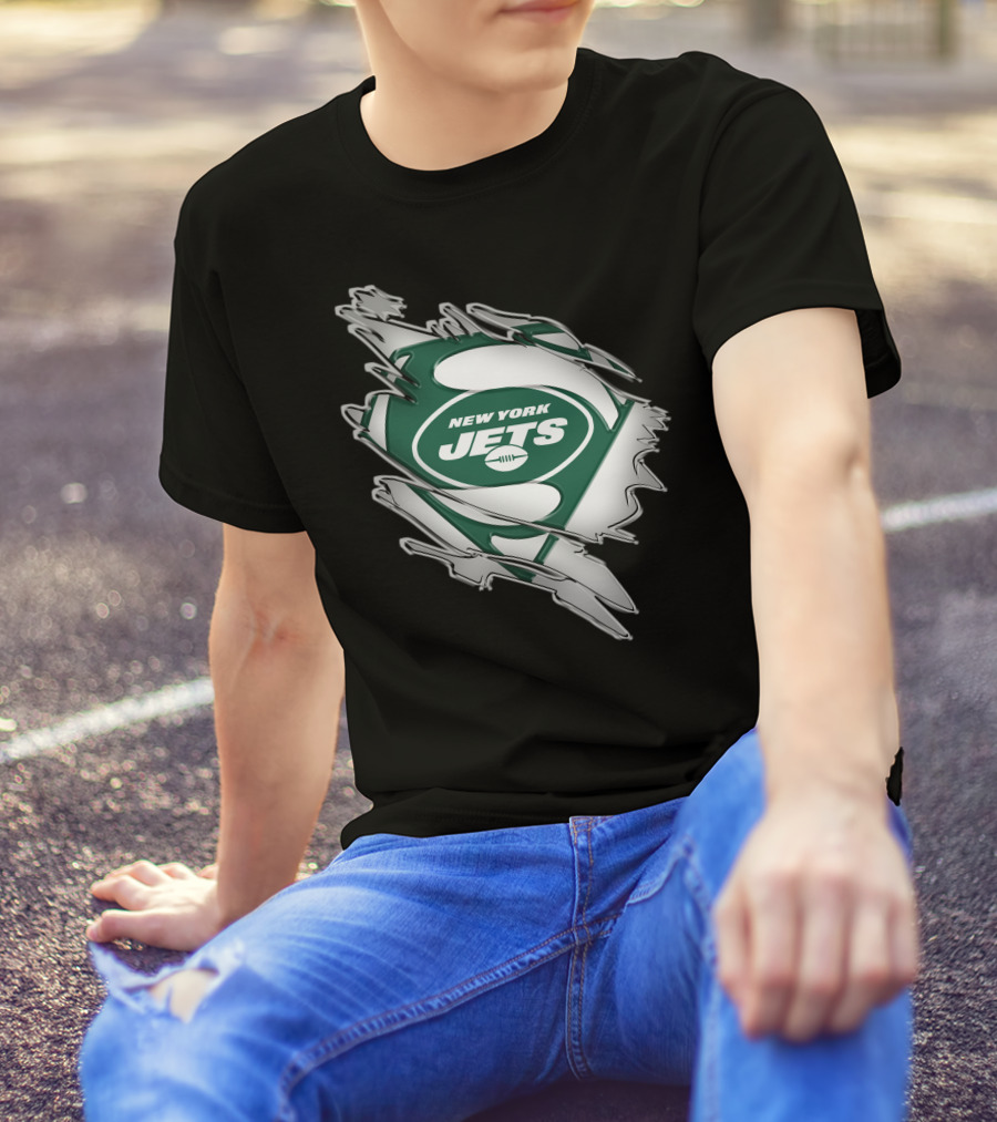 New York Jets Super Man Logo Rip T-Shirt