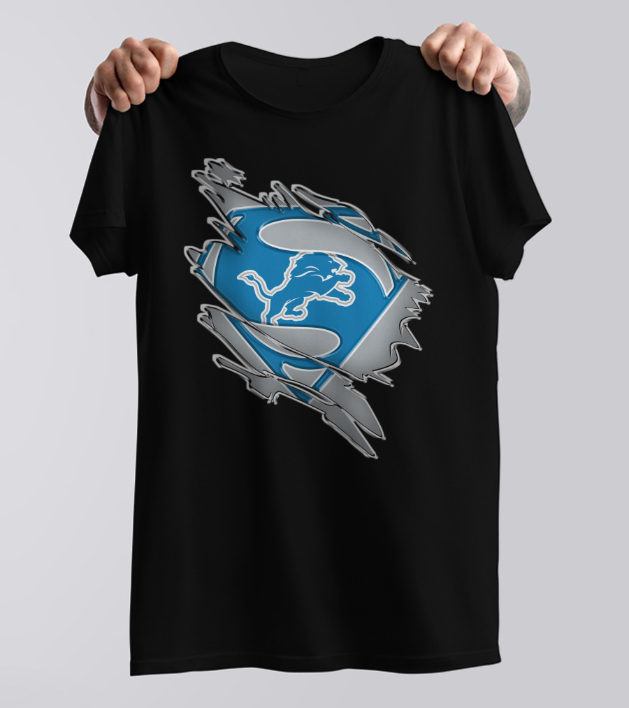 Detroit Lions Superman Logo Mashup T-Shirt