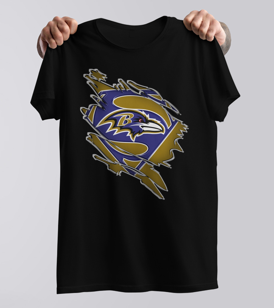 Baltimore Ravens Superhero Logo Burst T-Shirt