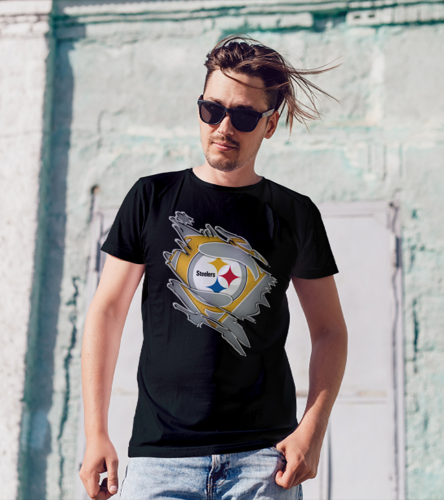 Steelers Logo Superhero Ripped T-Shirt