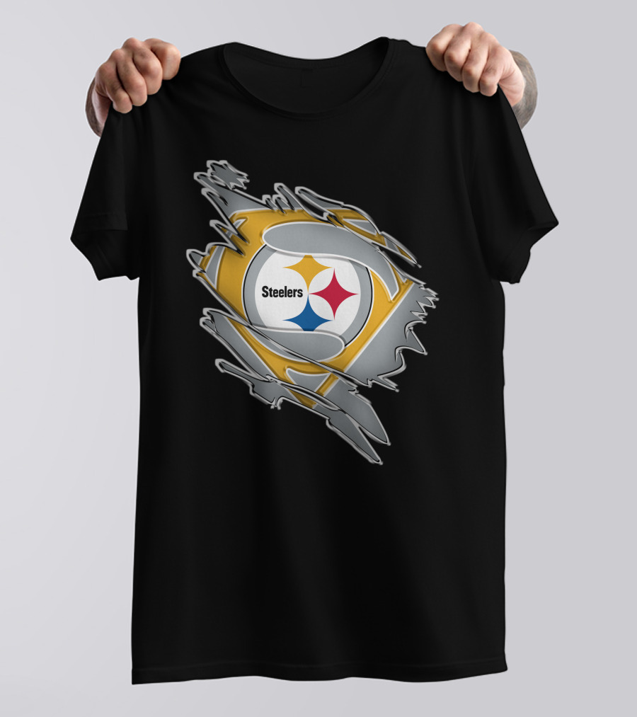 Steelers Logo Superhero Ripped T-Shirt