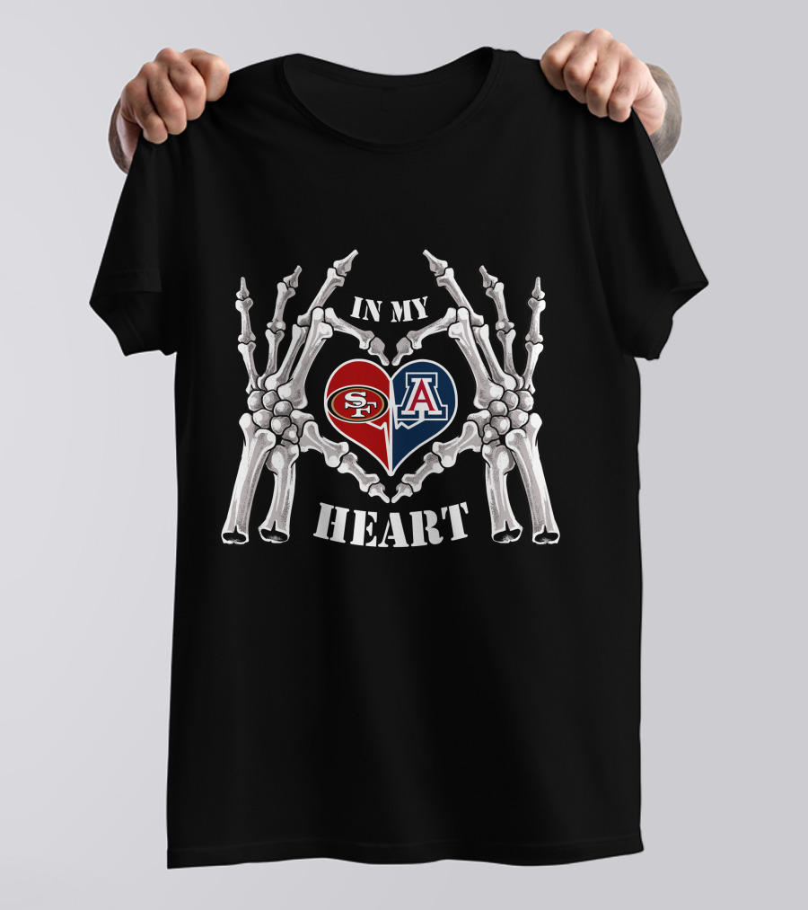 49ers Wildcats In My Heart Halloween Skeleton Hands T-Shirt