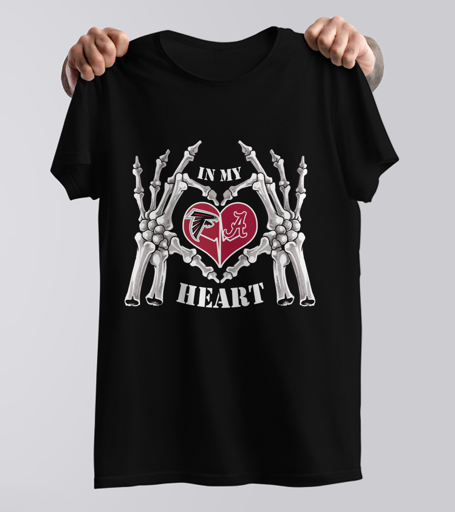 In My Heart Falcons Alabama Skeleton Hands Heart T-Shirt