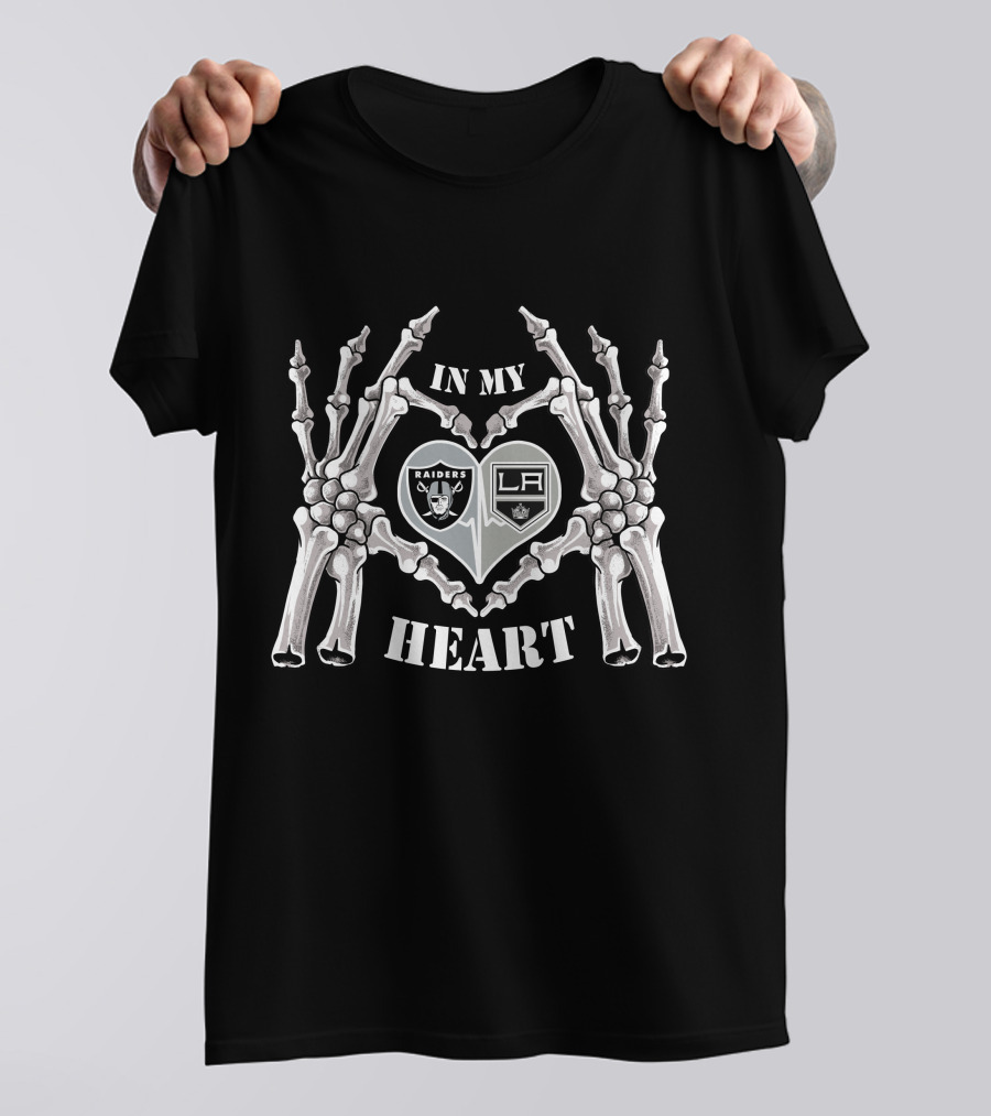 In My Heart Raiders LA Kings Skeleton Hands T-Shirt