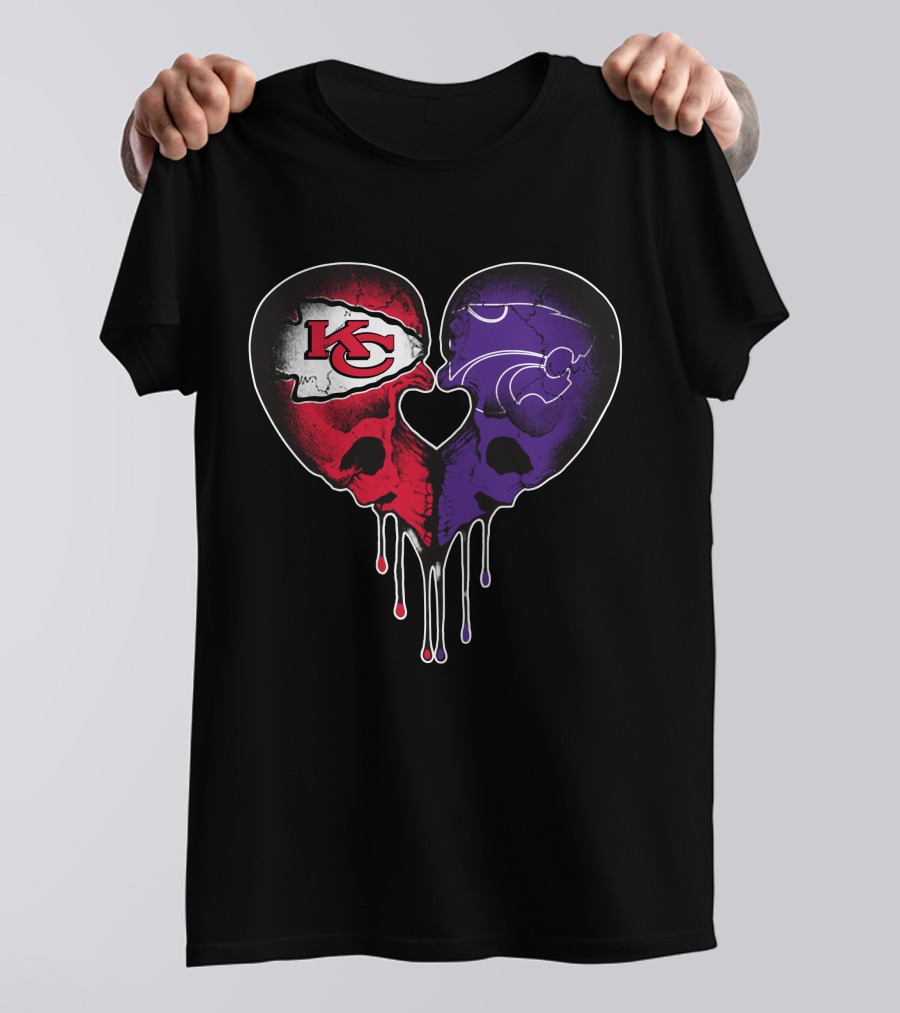 Chiefs Wildcats Heart Skulls T-Shirt