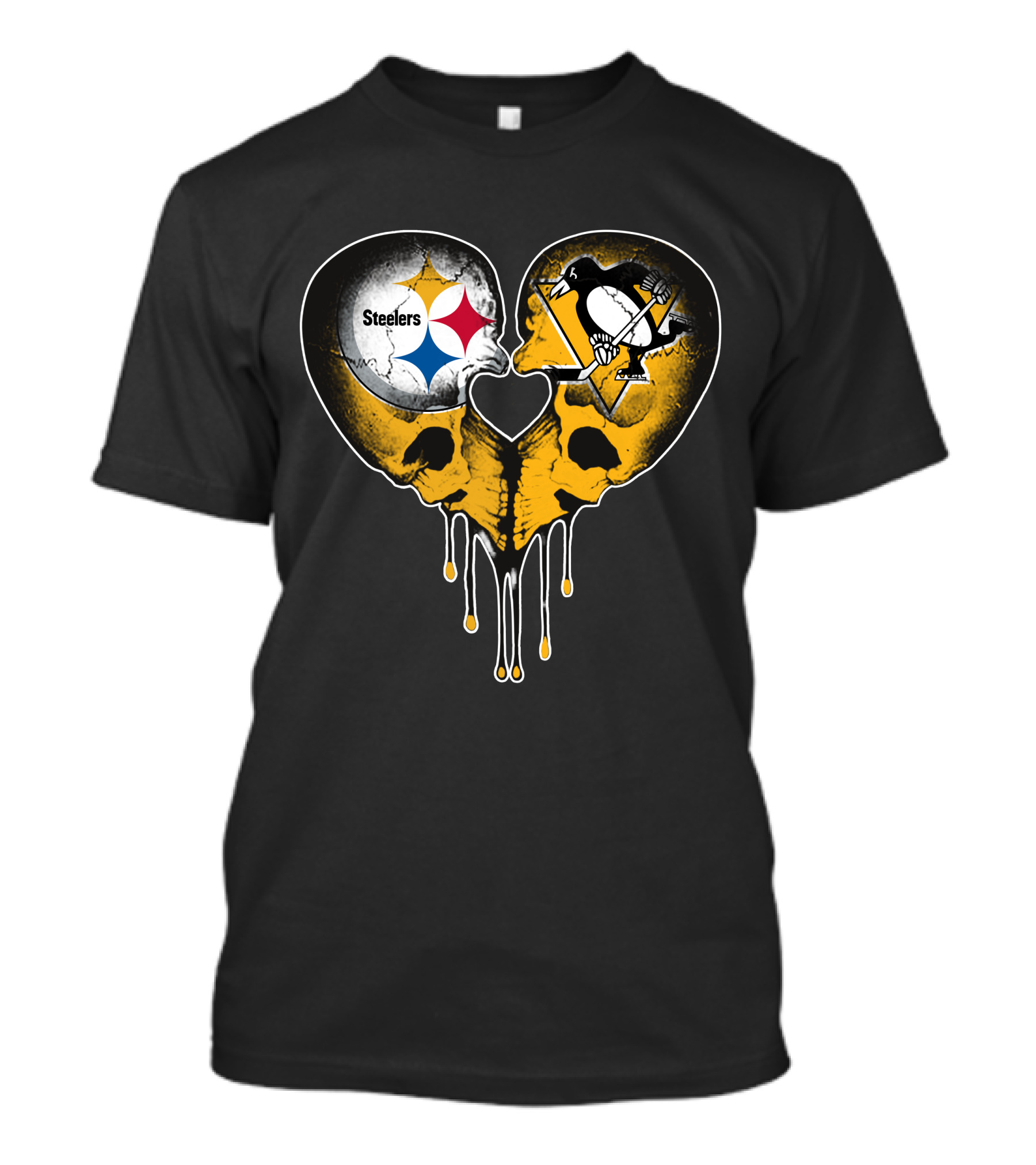 Steelers Penguins Skull Heart Drip T-Shirt