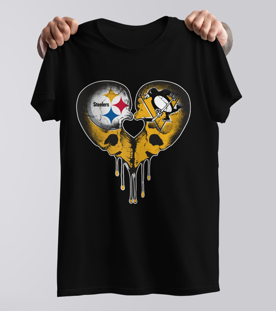 Steelers Penguins Skull Heart Drip T-Shirt