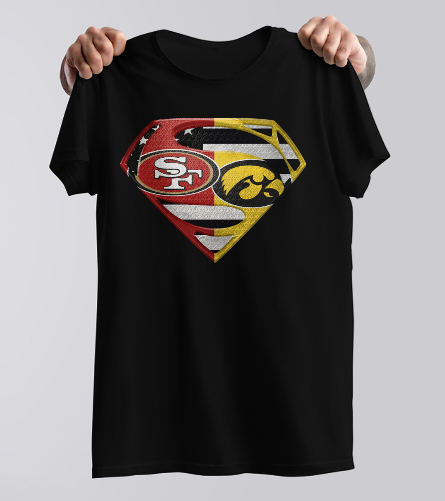 San Francisco 49ers Iowa Hawkeyes Super Logo Usa Flag T-Shirt