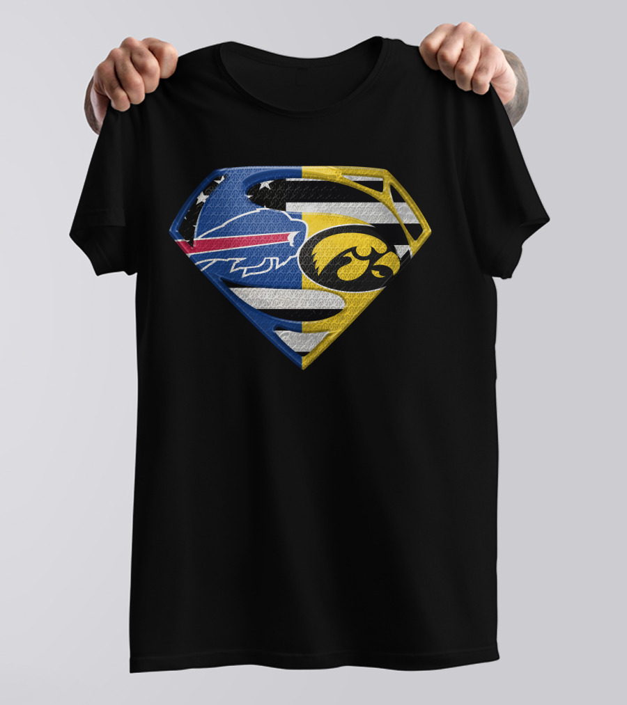 Buffalo Bills Iowa Hawkeyes Superman Logo Fusion T-Shirt