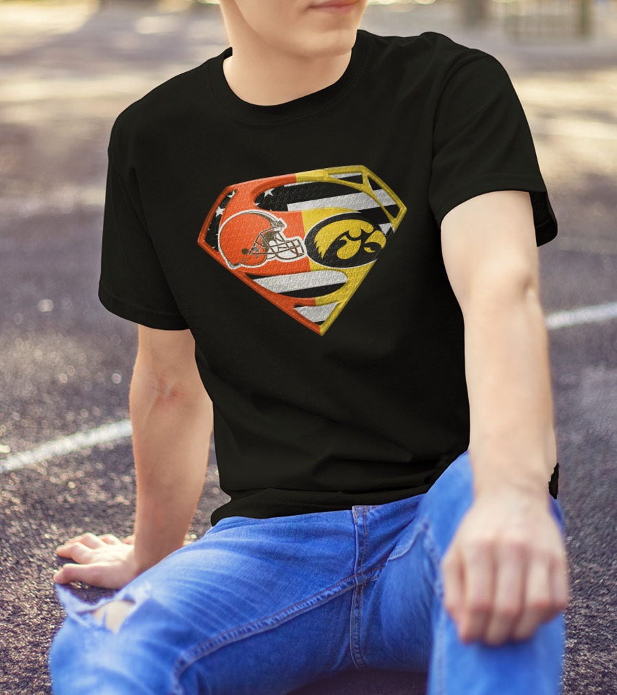 Cleveland Browns Iowa Hawkeyes Superman Logo Spm T-Shirt