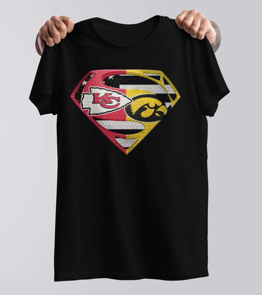 Superman Kc Chiefs Iowa Hawkeyes Flag T-Shirt