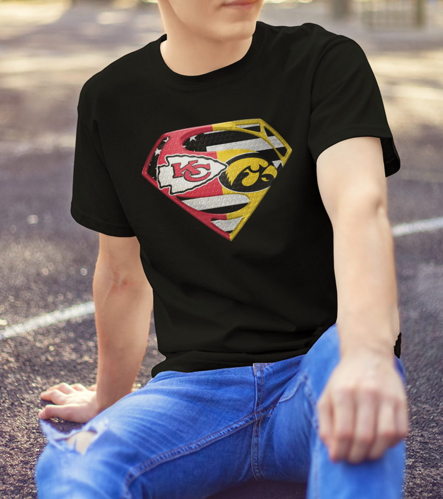 Superman Kc Chiefs Iowa Hawkeyes Flag T-Shirt