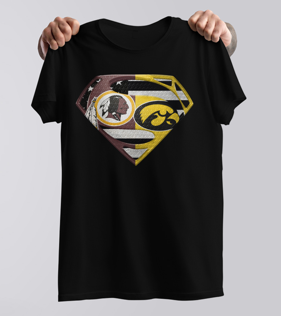 Superman Washington Redskins Iowa Hawkeyes Logo Mashup T-Shirt