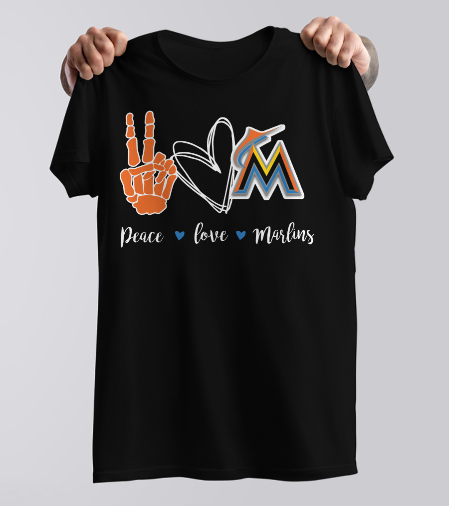 Peace Love Miami Marlins T-Shirt