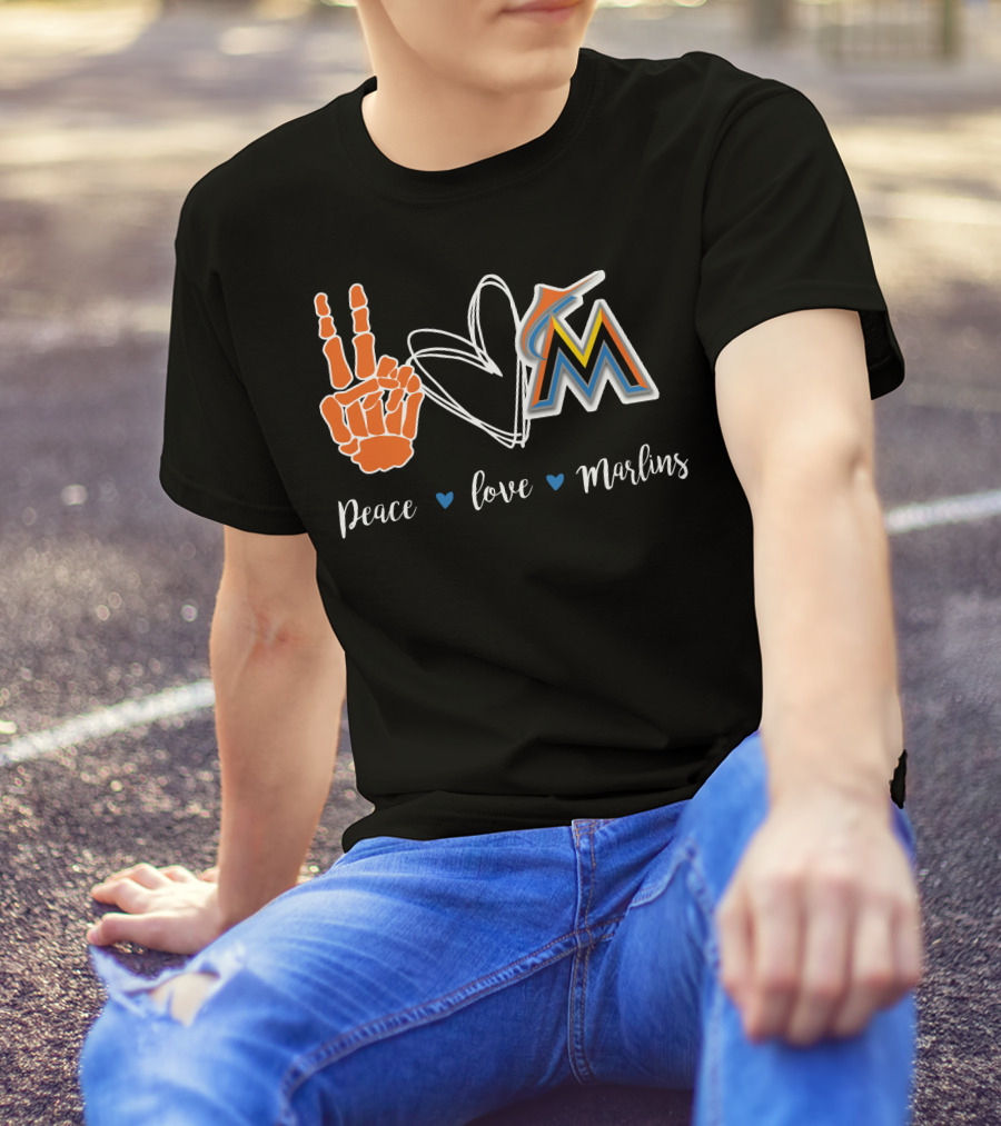 Peace Love Miami Marlins T-Shirt