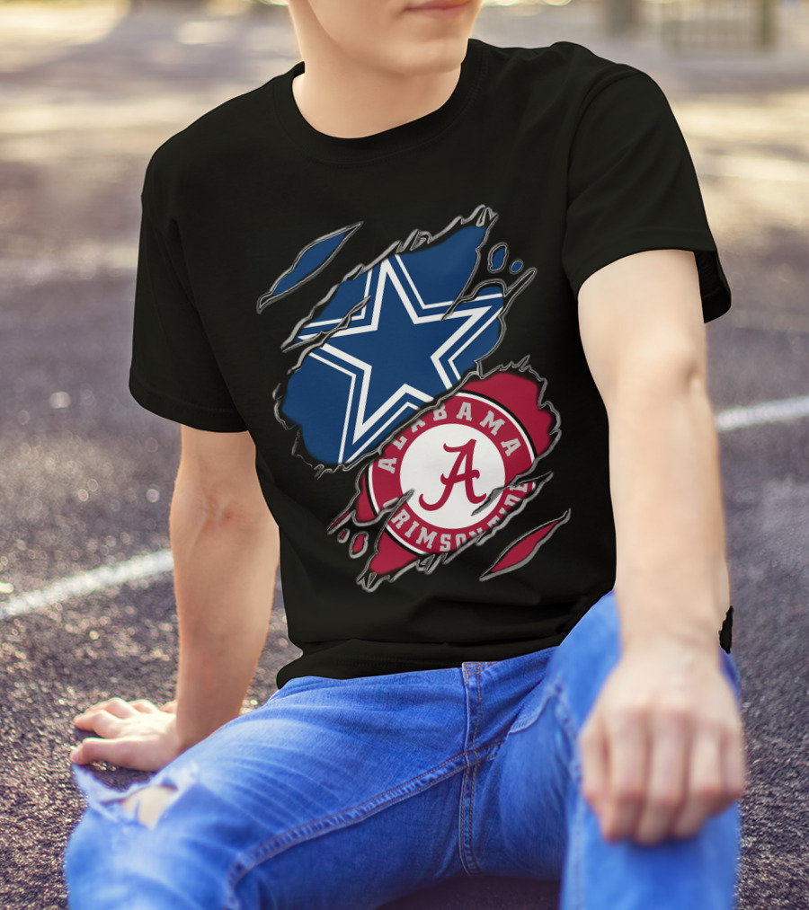 Dallas Cowboys Star Alabama Crimson Tide Crimson And White T-Shirt