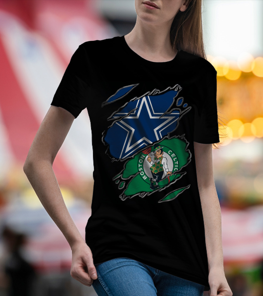 Dallas Cowboys And Boston Celtics Sports Fans Unite T-Shirt