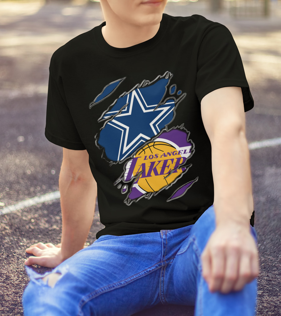 Dallas Cowboys Los Angeles Lakers Fan Crossover T-Shirt