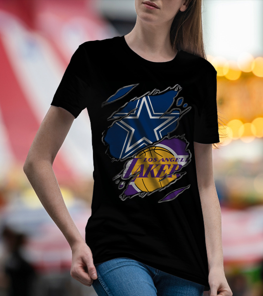Dallas Cowboys Los Angeles Lakers Fan Crossover T-Shirt