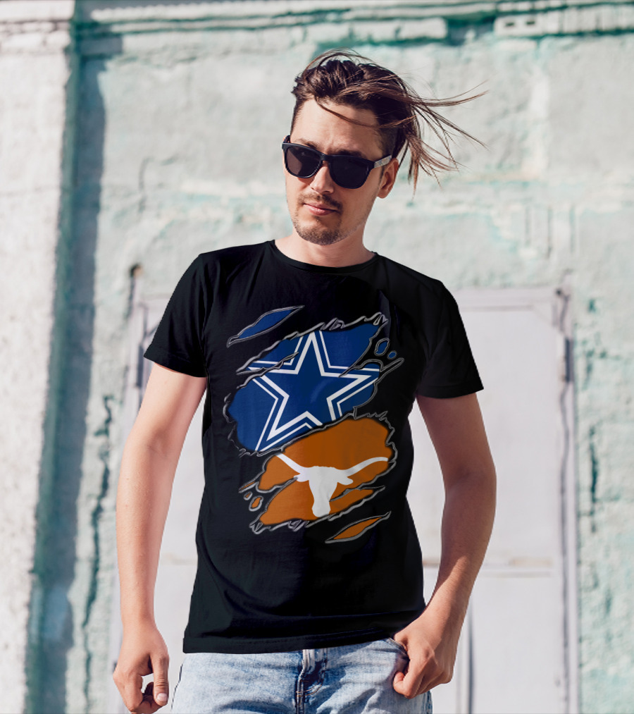 Dallas Cowboys Star And Texas Longhorns Logo T-Shirt