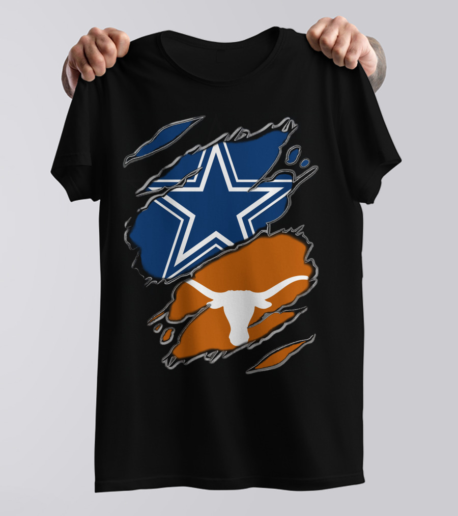 Dallas Cowboys Star And Texas Longhorns Logo T-Shirt