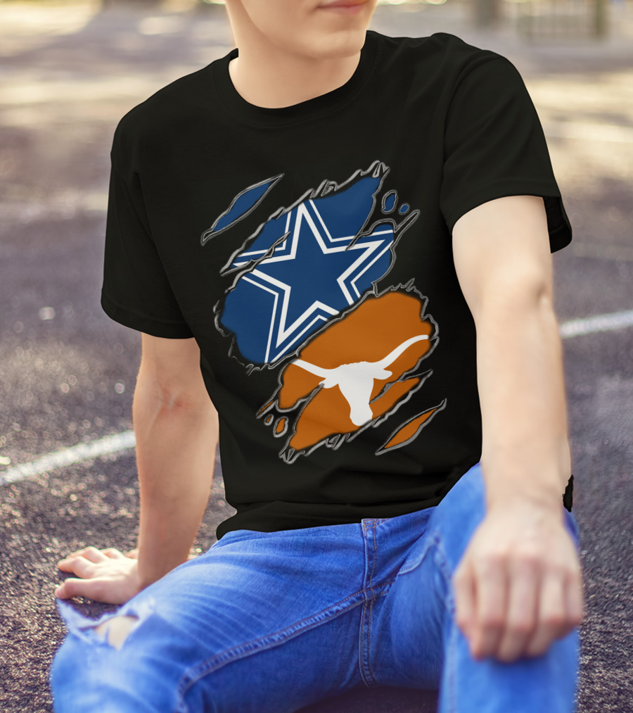 Dallas Cowboys Star And Texas Longhorns Logo T-Shirt