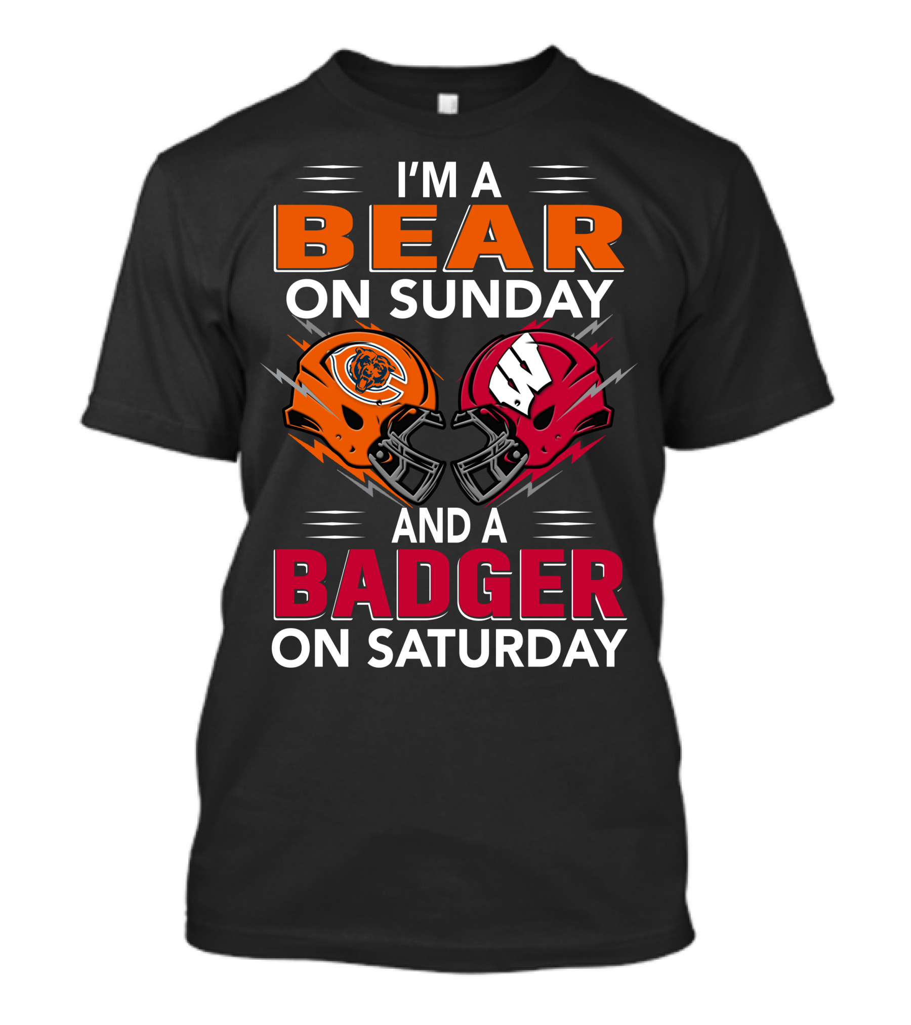 I'm A Bear On Sunday And A Badger On Saturday Football Helmets T-Shirt