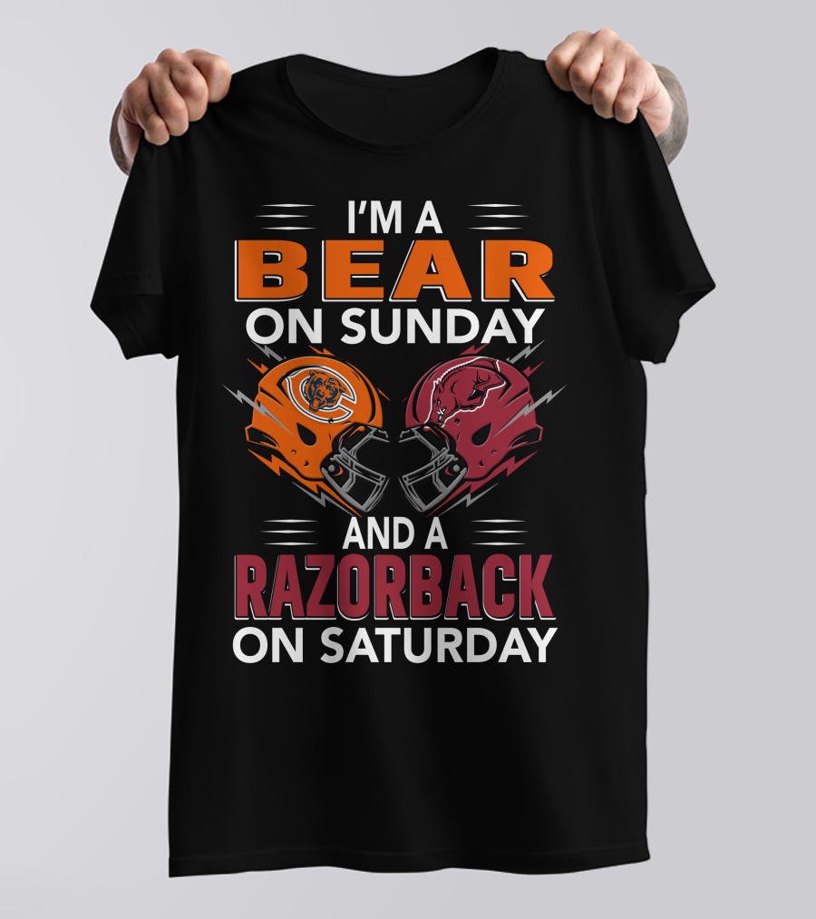 I'm A Bear On Sunday And A Razorback On Saturday Sports Football Helmets T-Shirt