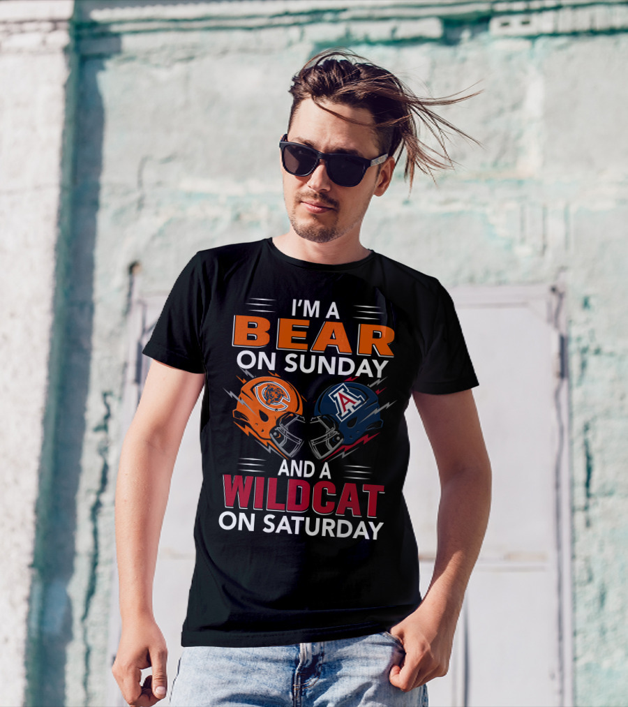 I'm A Bear On Sunday And A Wildcat On Saturday Football Helmet T-Shirt
