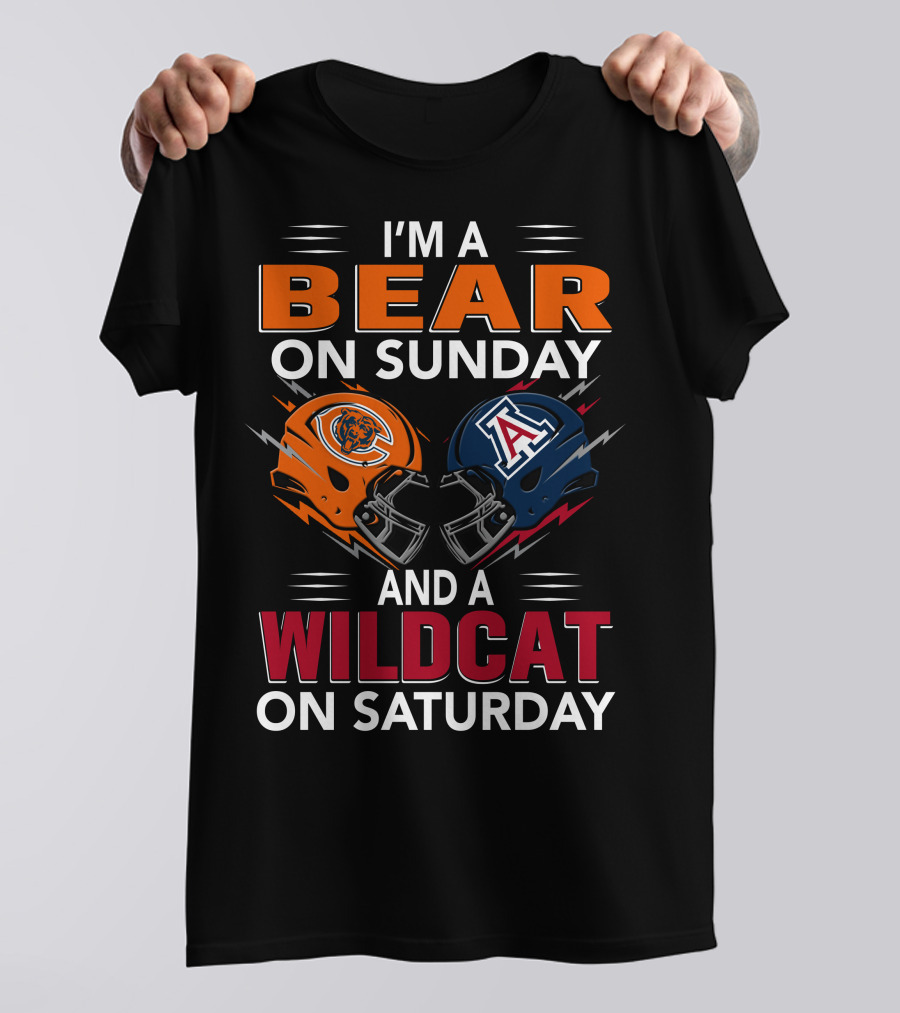 I'm A Bear On Sunday And A Wildcat On Saturday Football Helmet T-Shirt