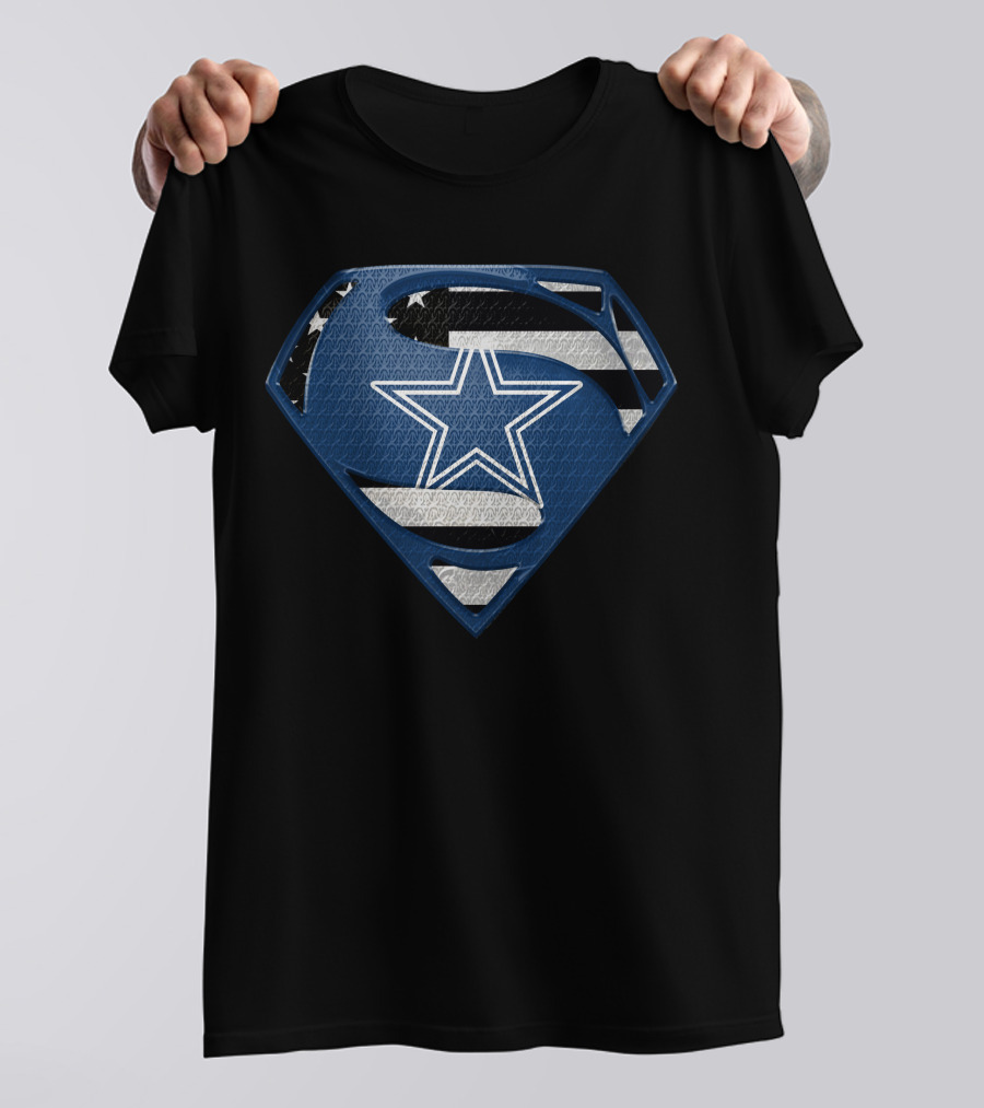 Dallas Cowboys Superman Star Emblem Flag T-Shirt
