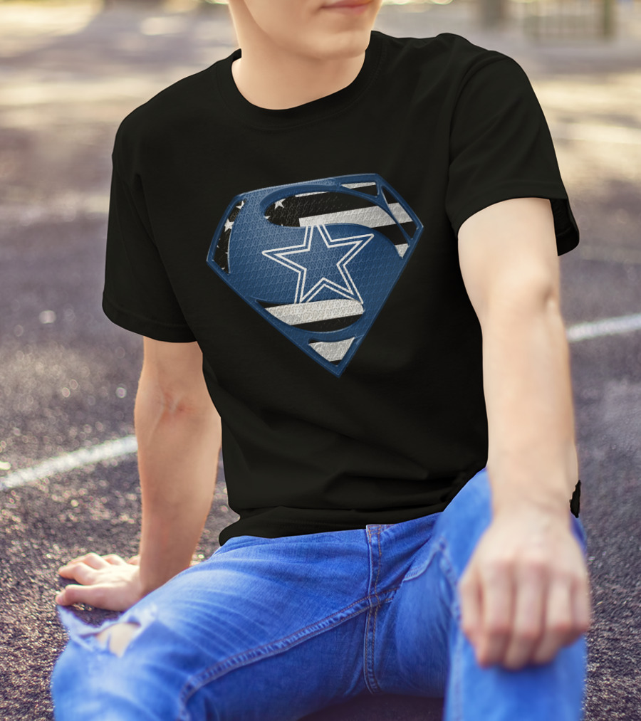 Dallas Cowboys Superman Star Emblem Flag T-Shirt