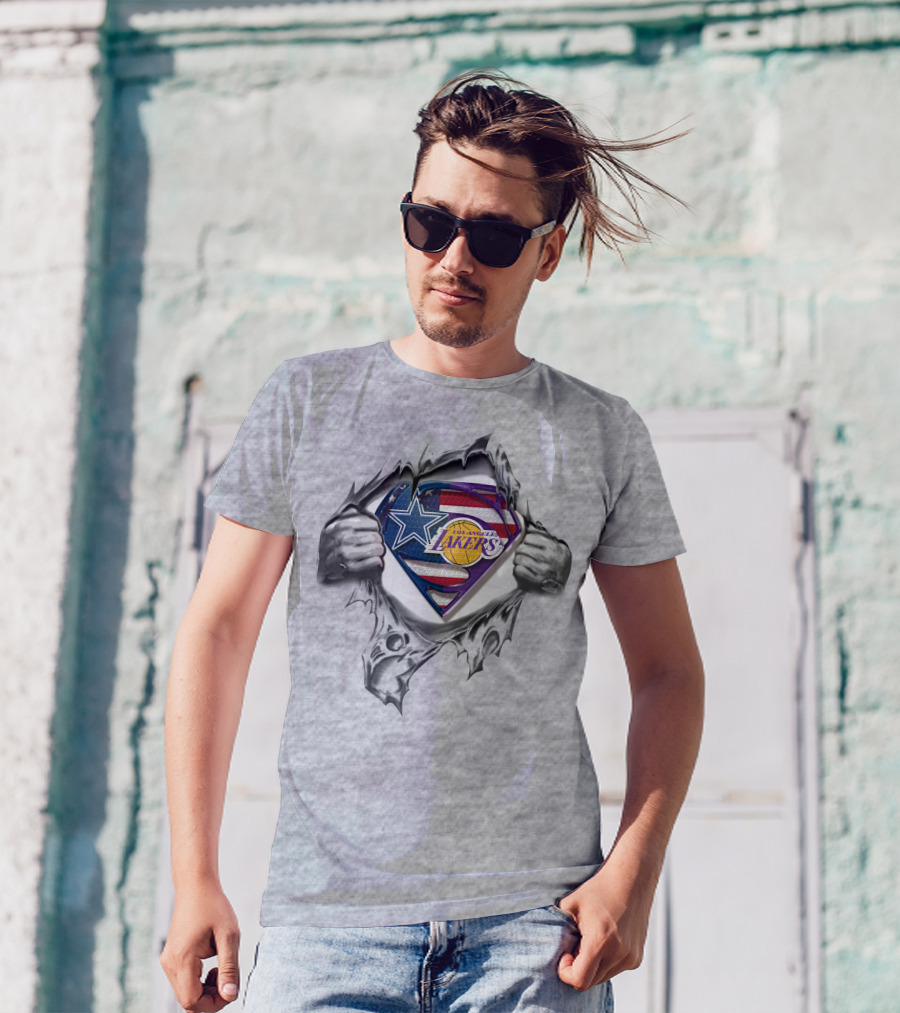 Dallas Cowboys Los Angeles Lakers Superman Logo Heroes T-Shirt